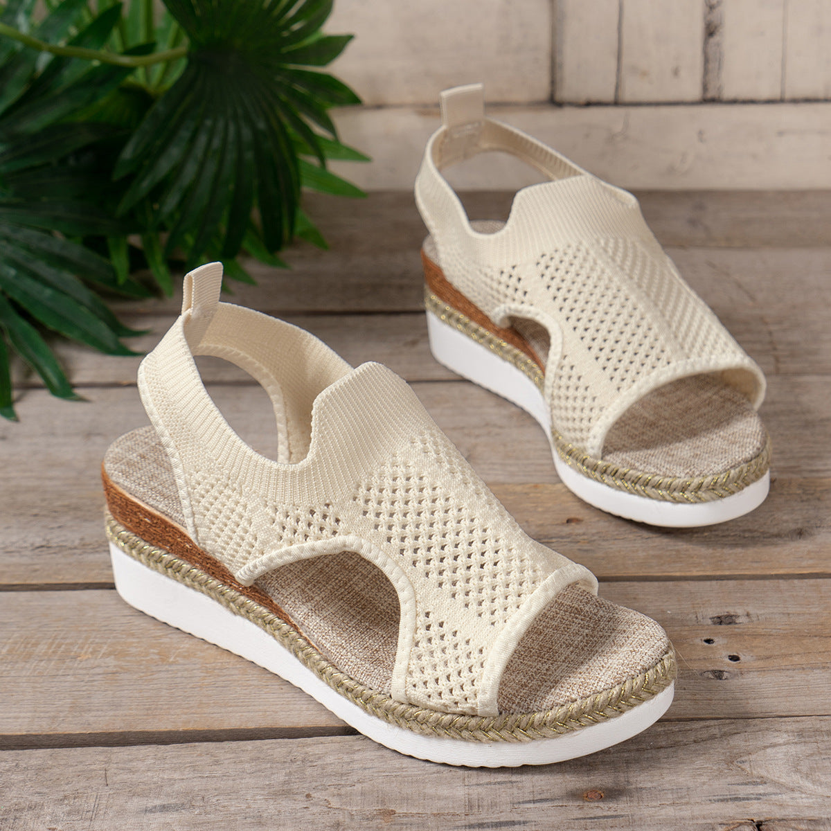 Women’s Summer Mesh Wedge Peep-Toe Sandals