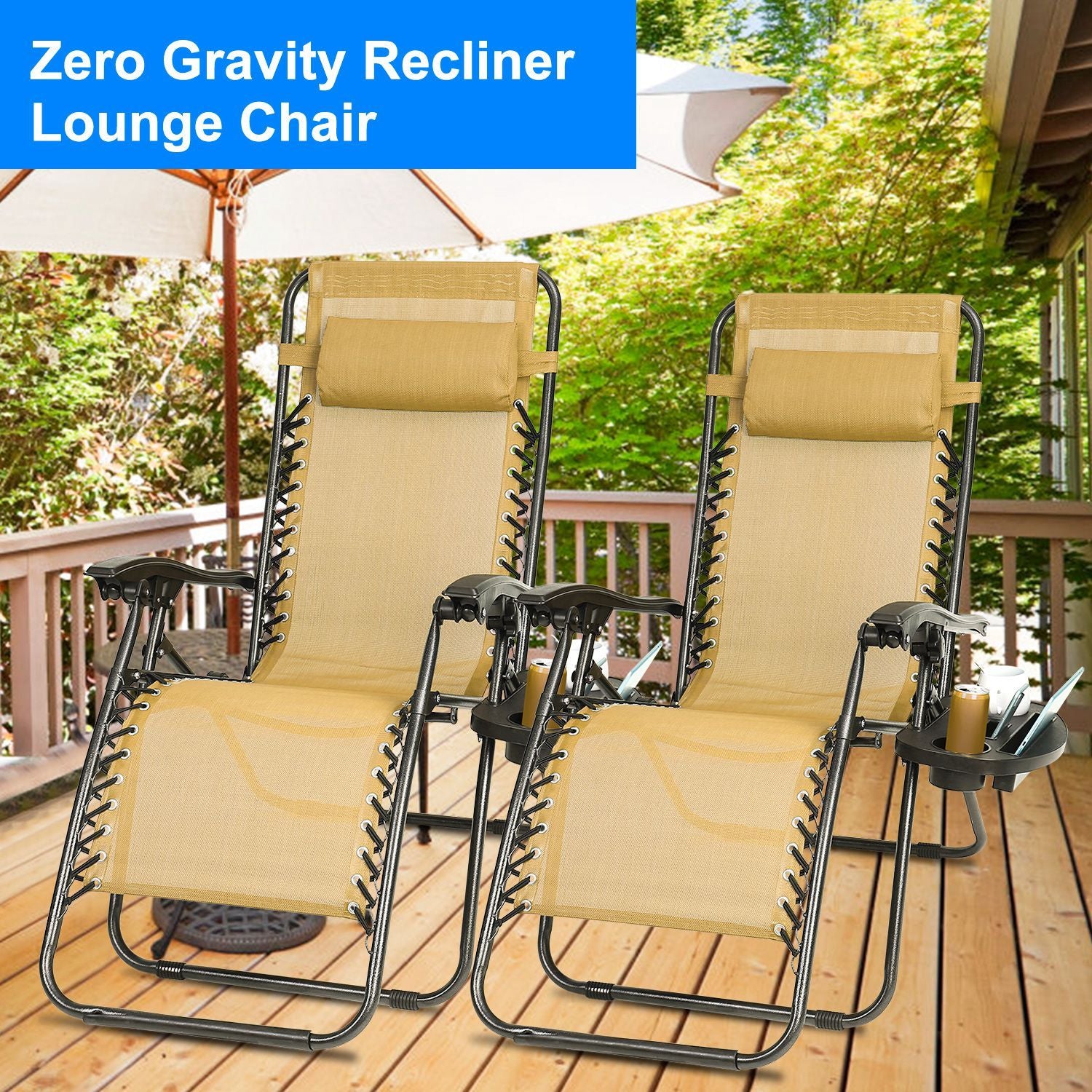 2er-Pack Zero Gravity Loungesessel