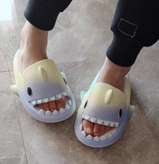 Gradient Rainbow Shark Indoor Slippers