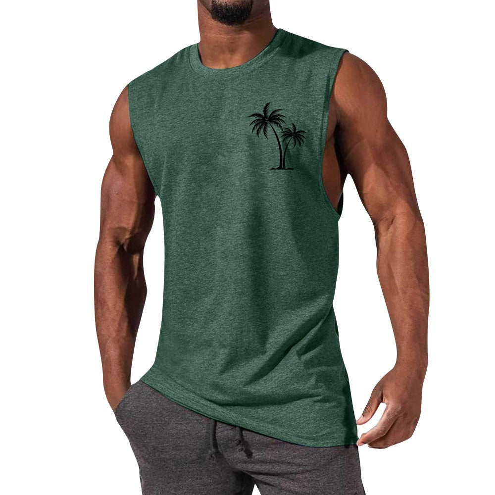 Men’s Coconut Tree Embroidery Tank Top