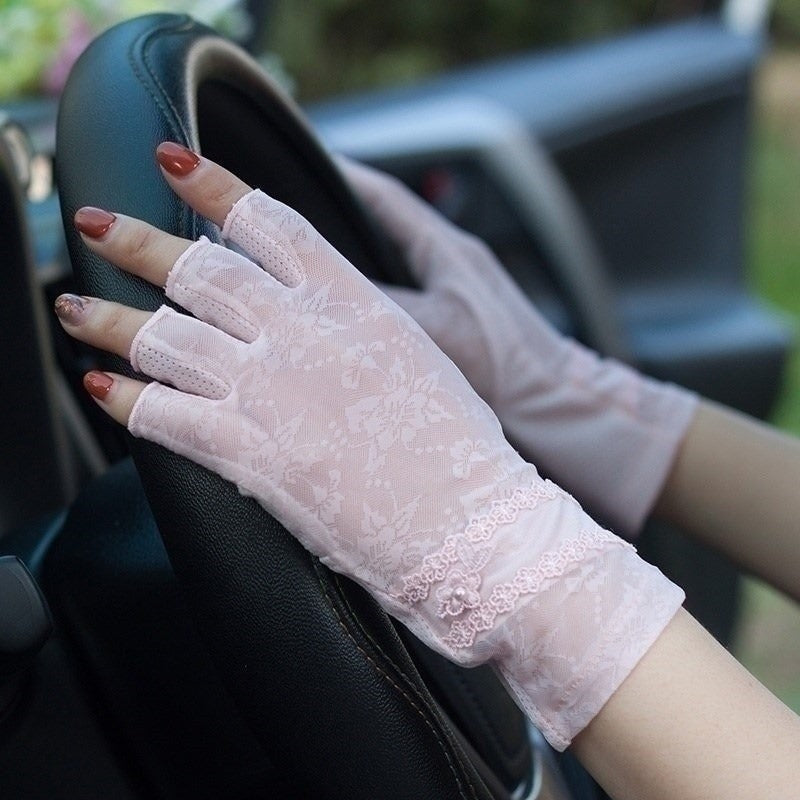 Lace Ice Silk UV Driving Gloves TB54