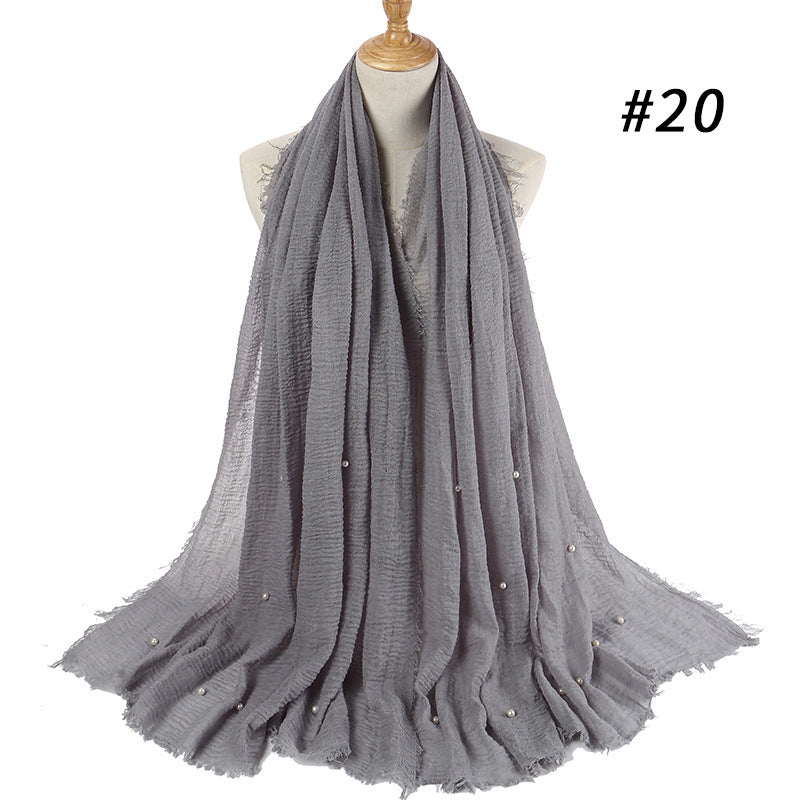 Cotton Linen Crumpled Monochrome Scarf