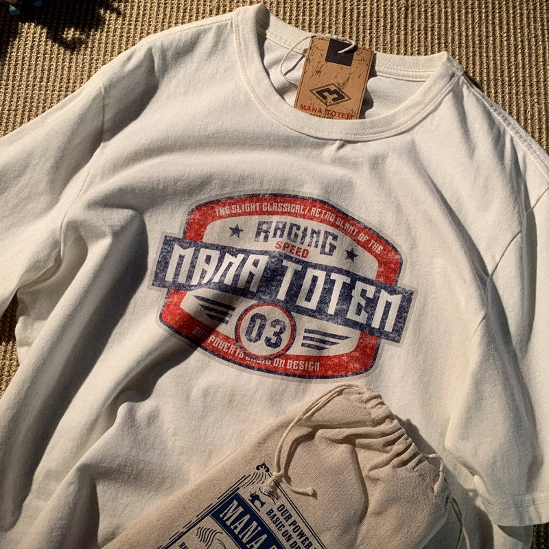 Retro Girl Print Loose T-Shirt Men