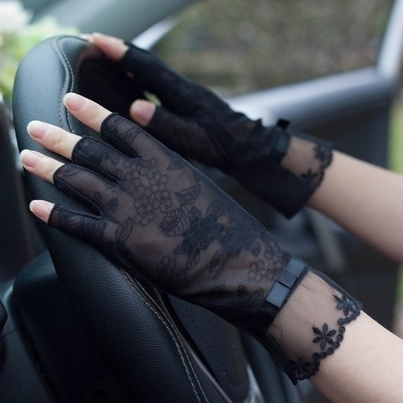 UV-Fahrhandschuhe aus Eisseide mit Spitze TB54