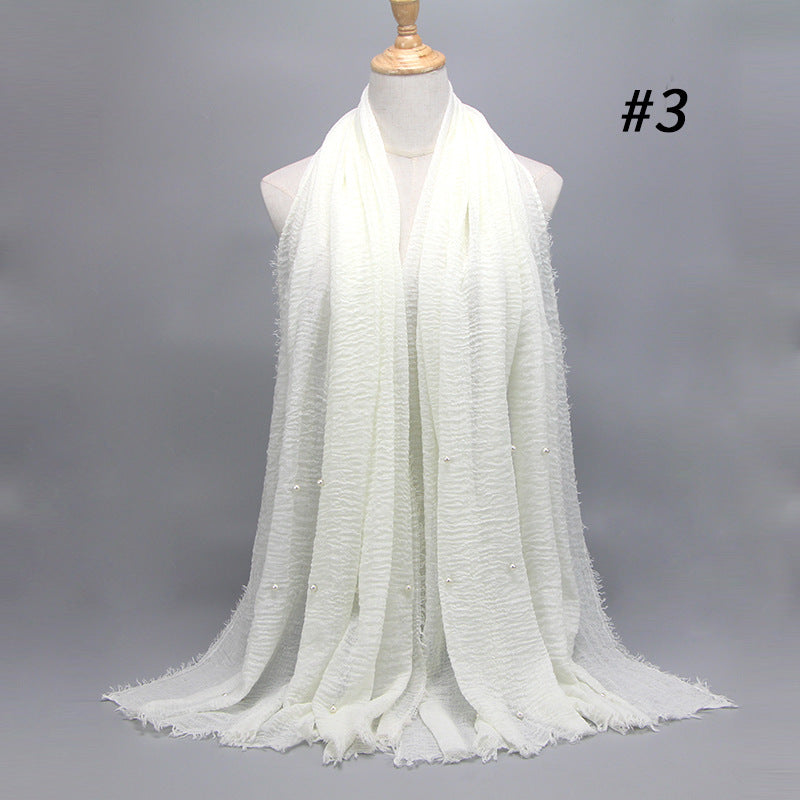 Cotton Linen Crumpled Monochrome Scarf