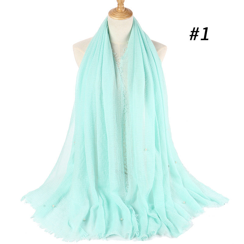 Cotton Linen Crumpled Monochrome Scarf