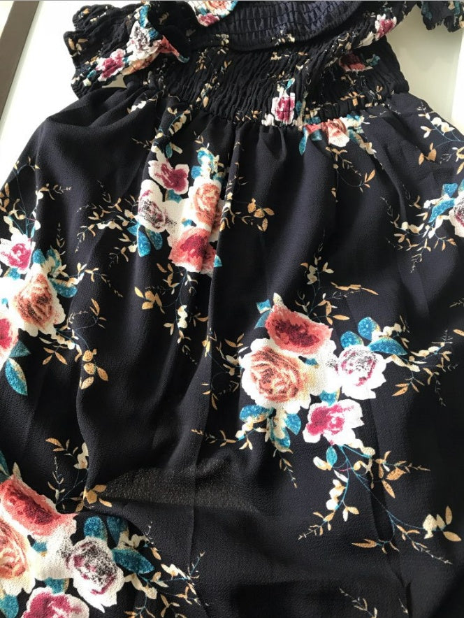 Robe de plage d'été bohème à épaules dénudées