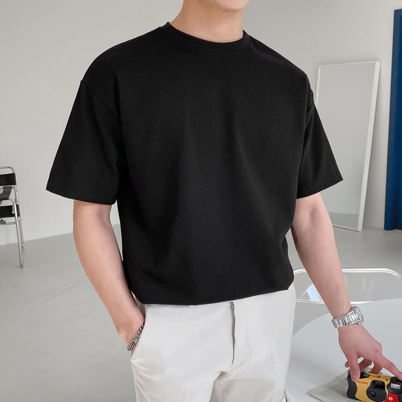 Lockeres, einfarbiges Kurzarm-T-Shirt für Herren