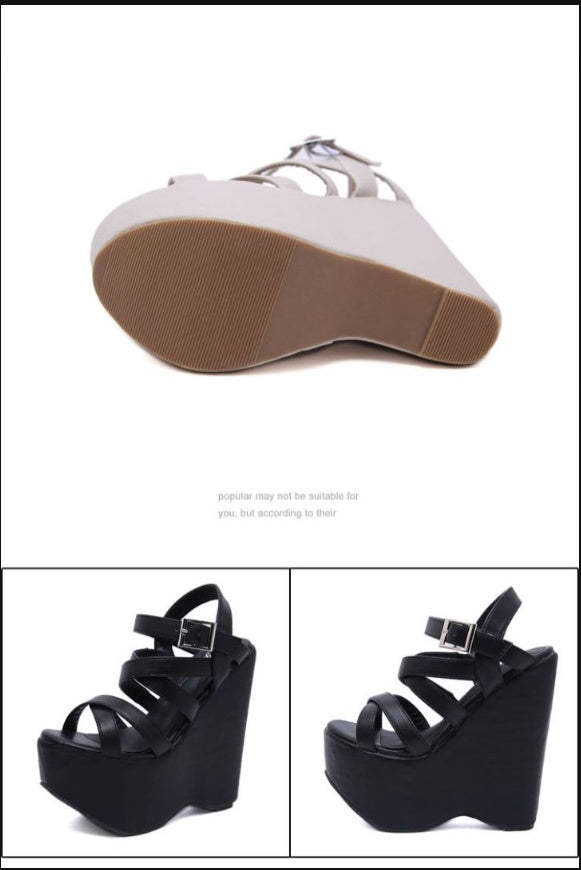 Gothic Punk Plateau Keil Gladiator Sandalen