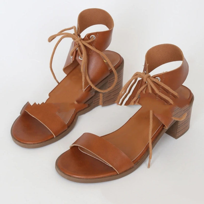 Peep Toe Sandalen mit dickem Absatz für Damen