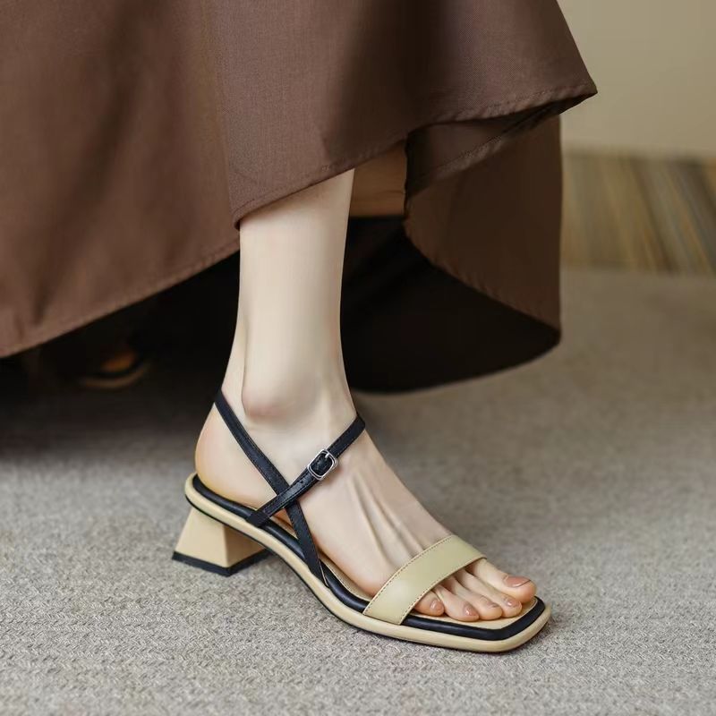 Ankle-Strap Chunky Heel Sandals