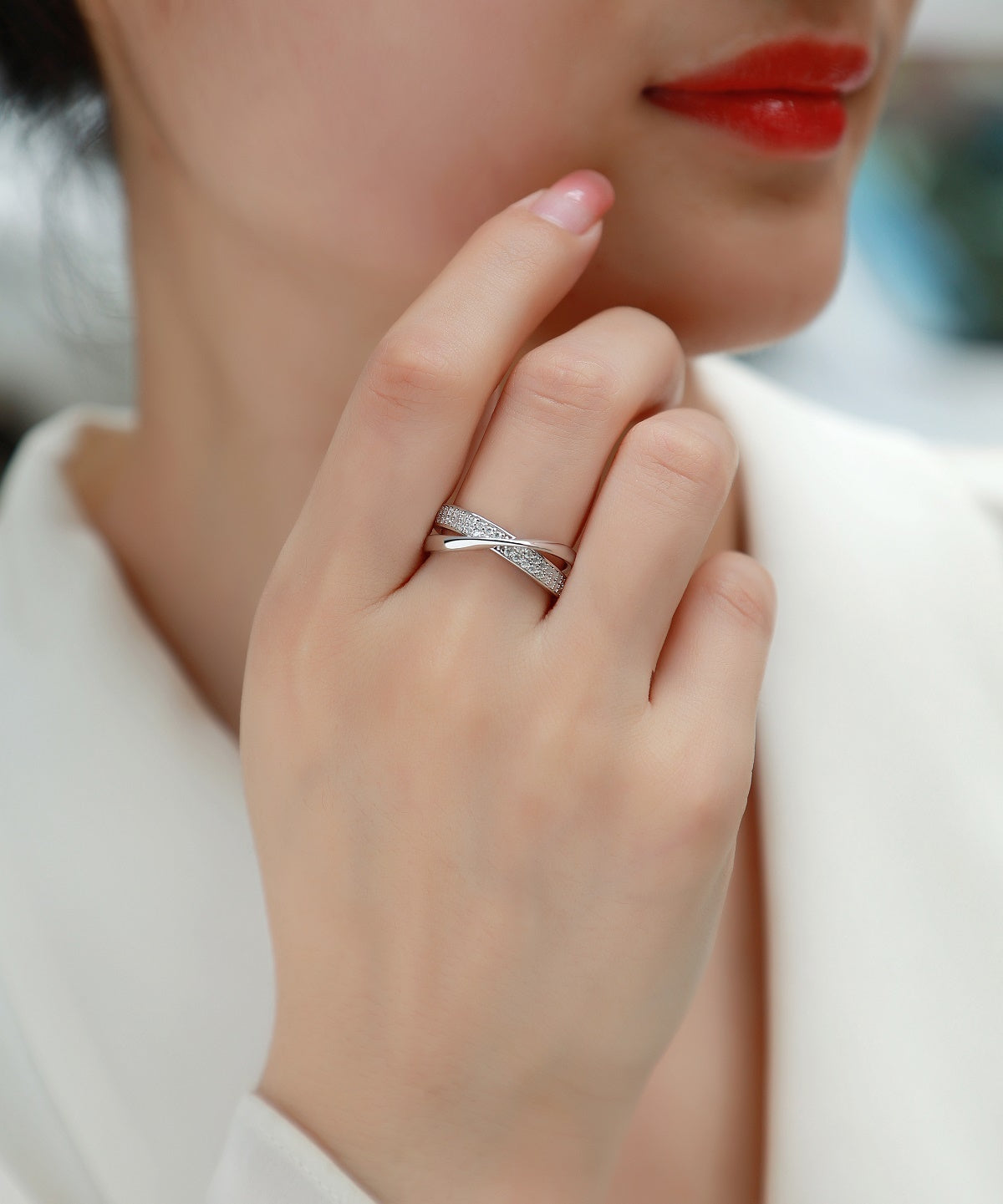 Wrap-Around Moissanite Silver Ring Set