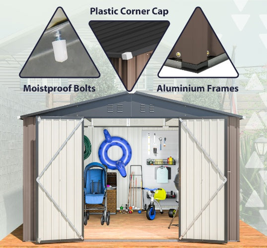 Steel Garden Shed with Lockable Doors