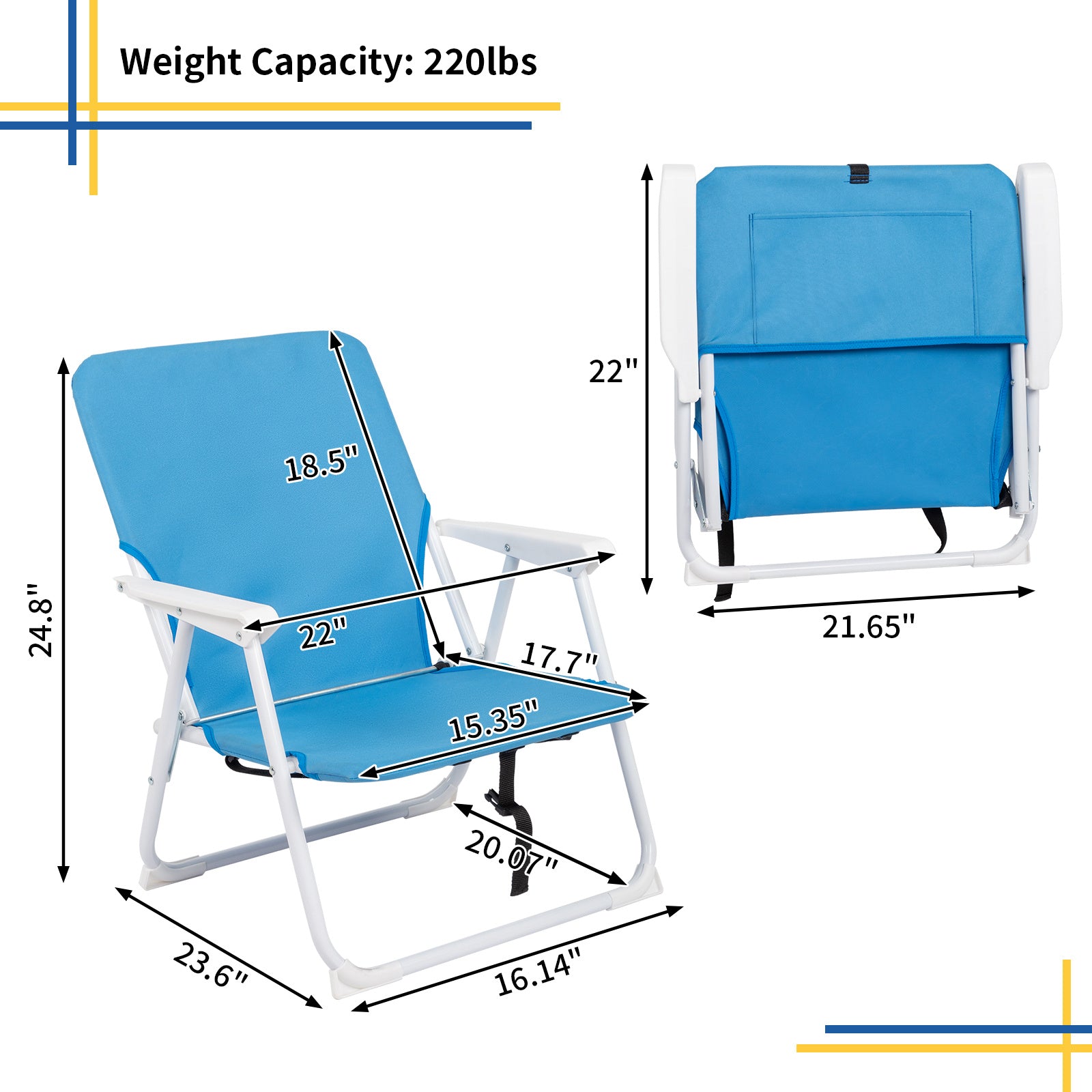 Blue Oxford Folding Beach Chair