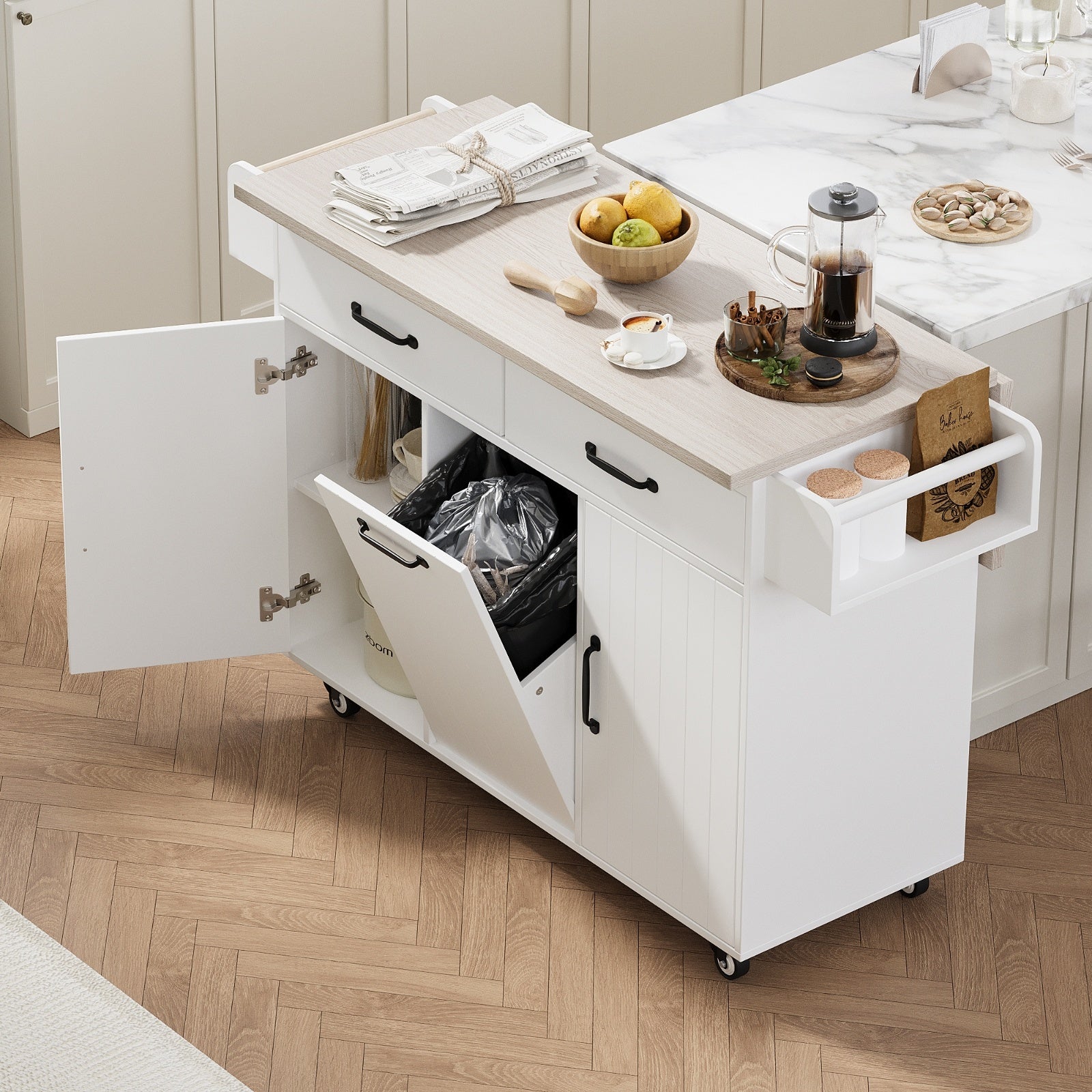 K K Kitchen Island Cart with Storage