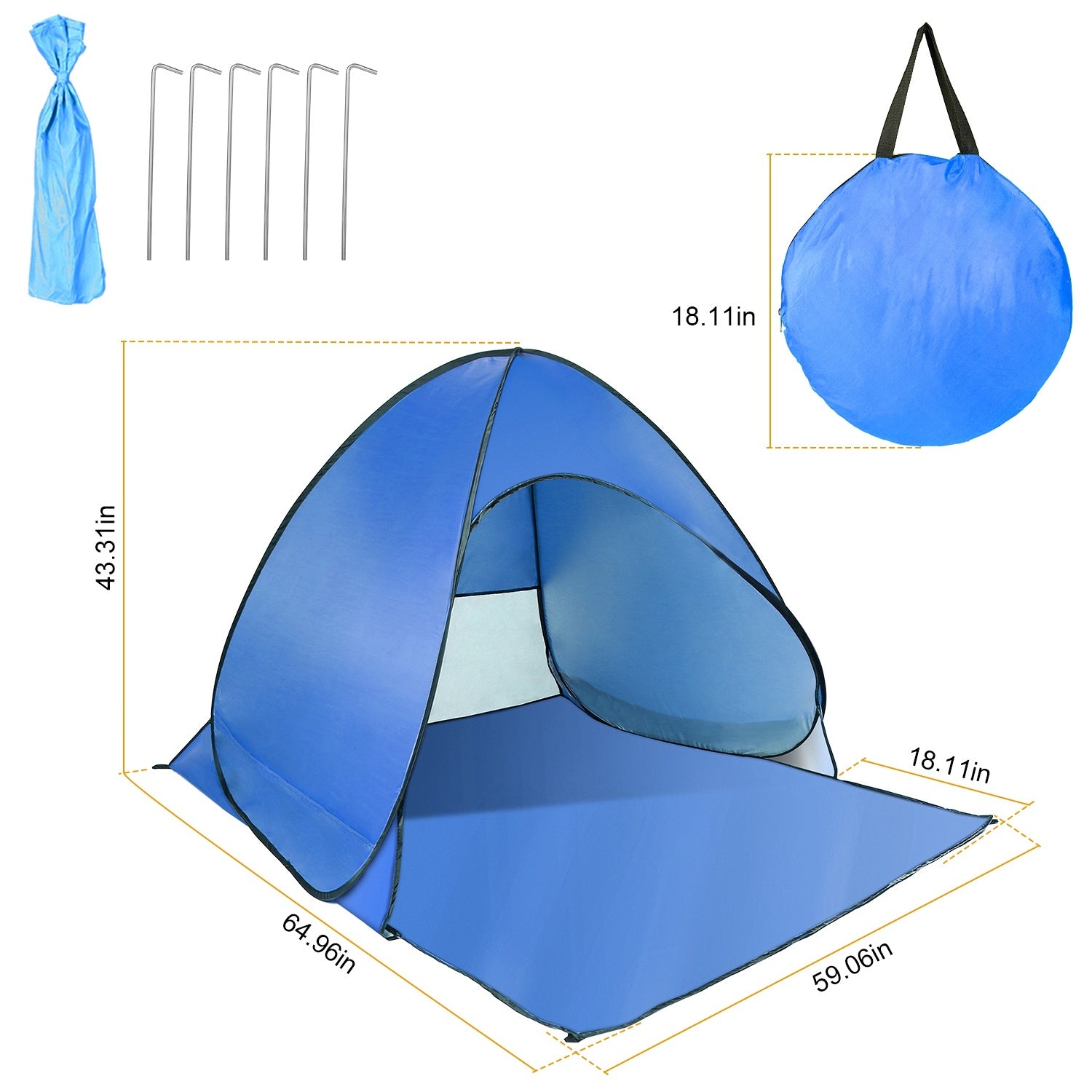 Pop-up UV-Proof Beach Tent for 2-3