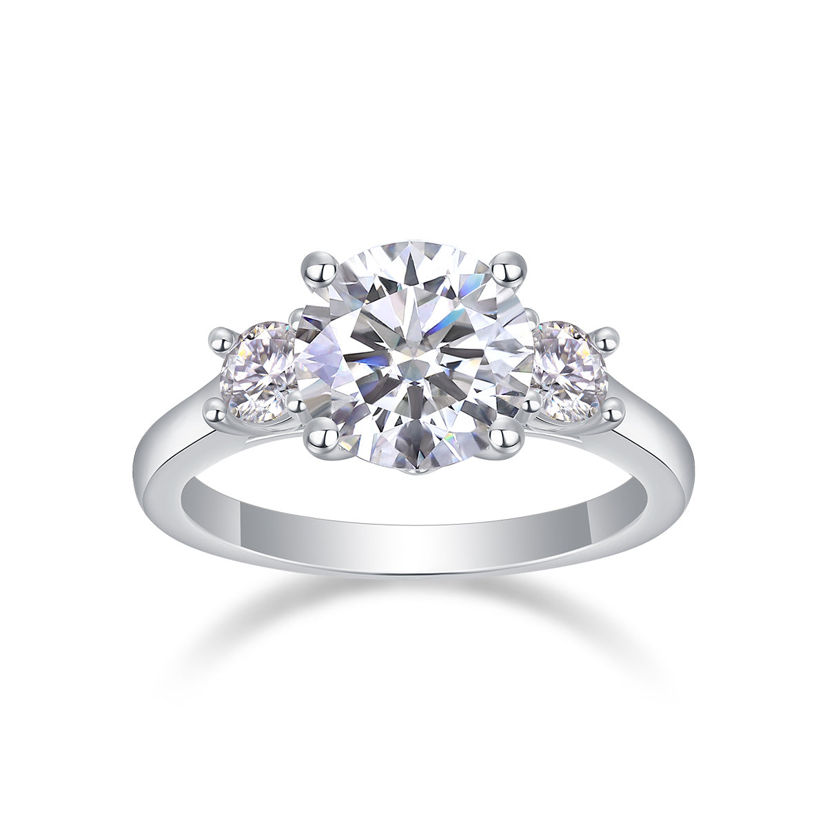 Large Moissanite Silver Diamond Ring