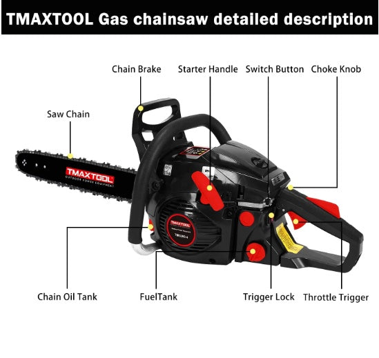 TMAXTOOL 62cc 20" Benzin-Kettensäge