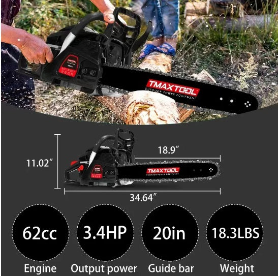TMAXTOOL 62cc 20" Benzin-Kettensäge