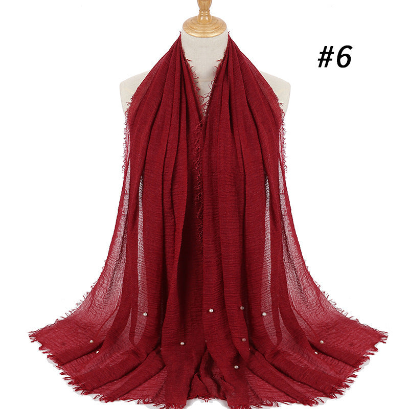 Cotton Linen Crumpled Monochrome Scarf