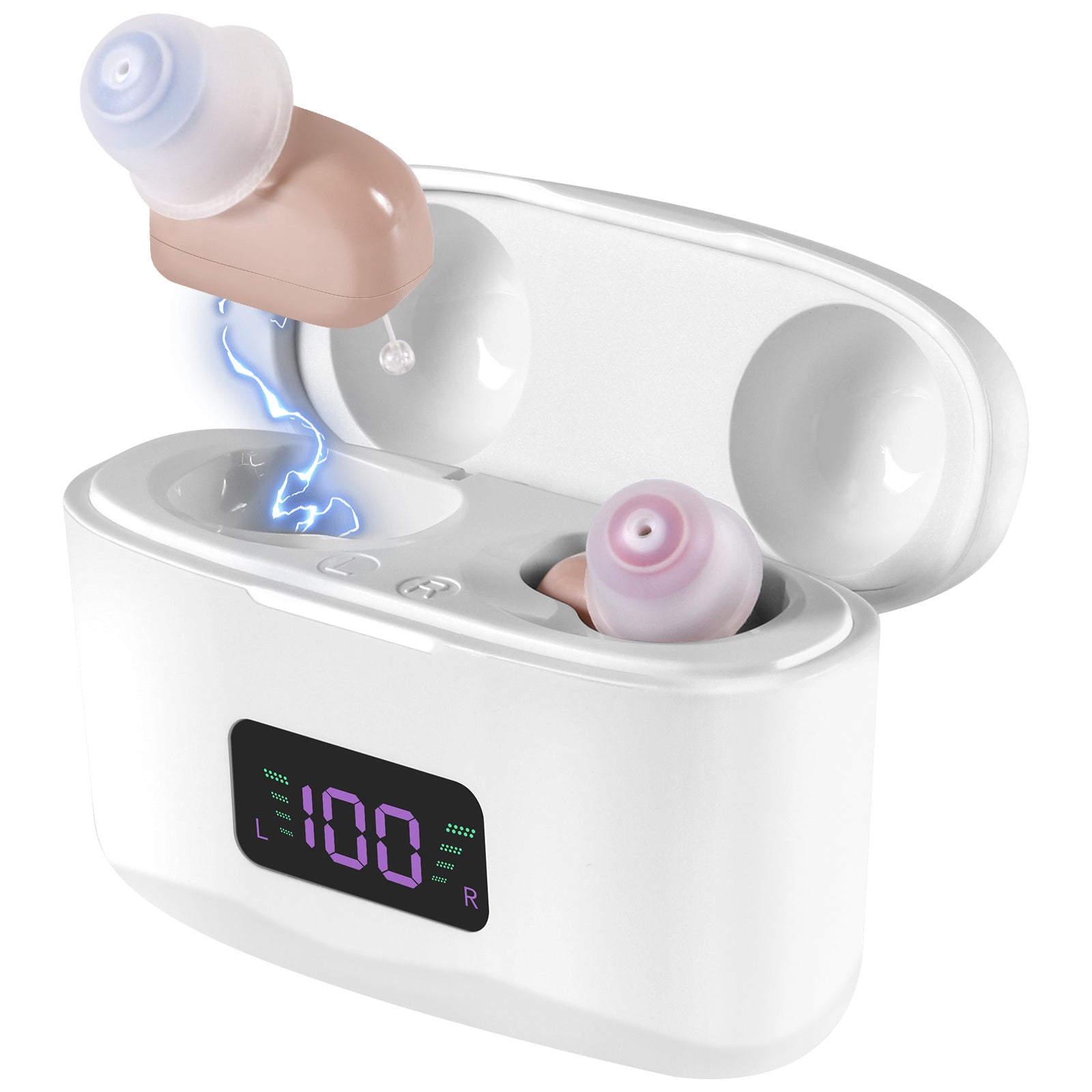 Tragbare Hörgeräte mit Ladeetui