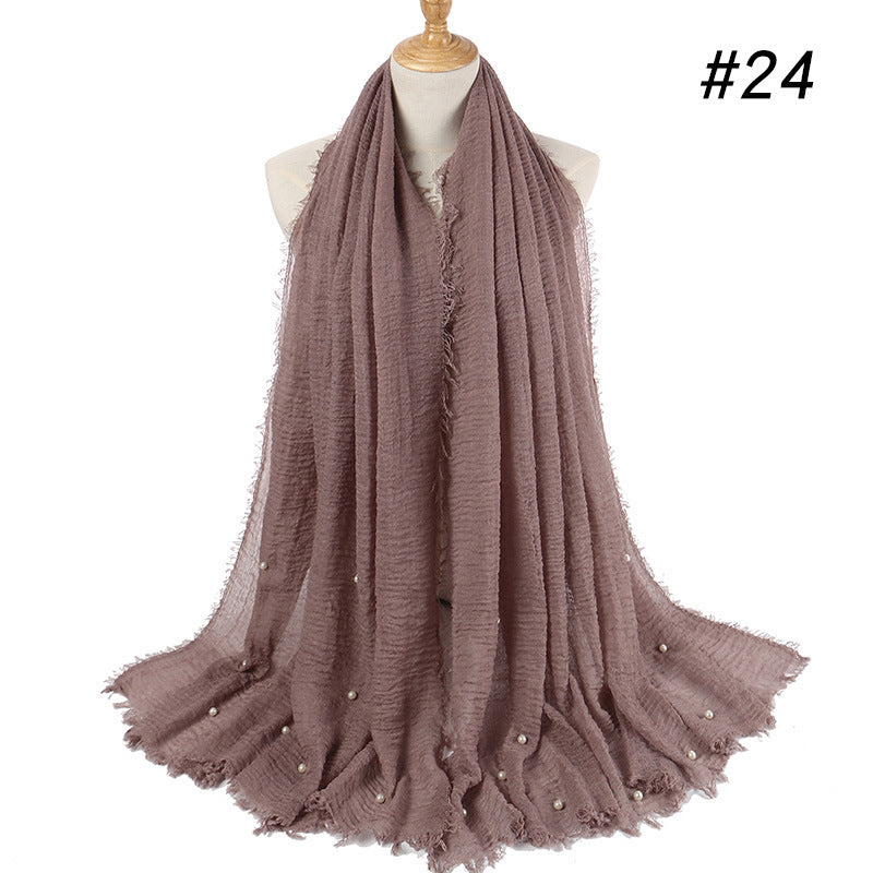 Cotton Linen Crumpled Monochrome Scarf