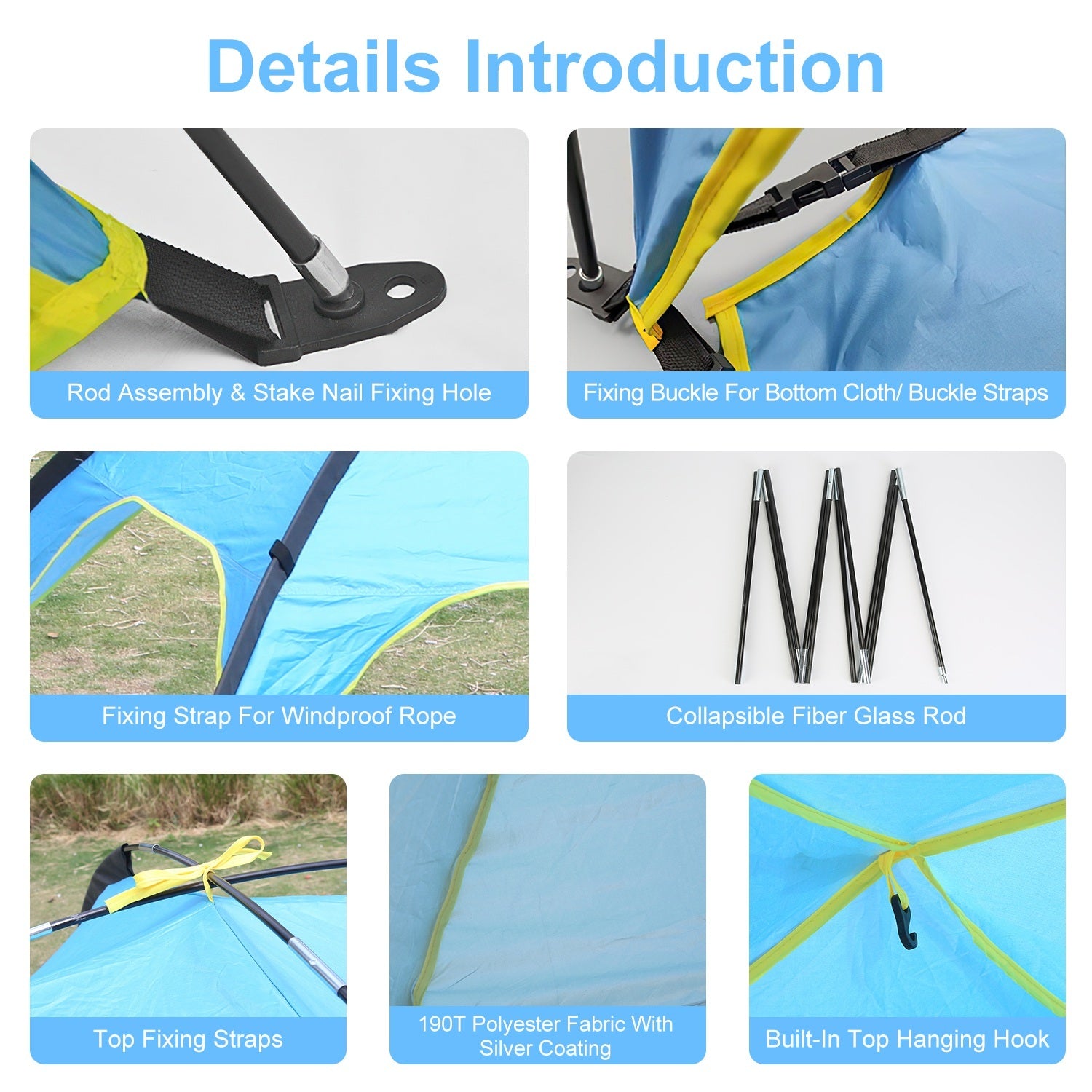 4-6 Person Beach Tent Canopy w/ Bag