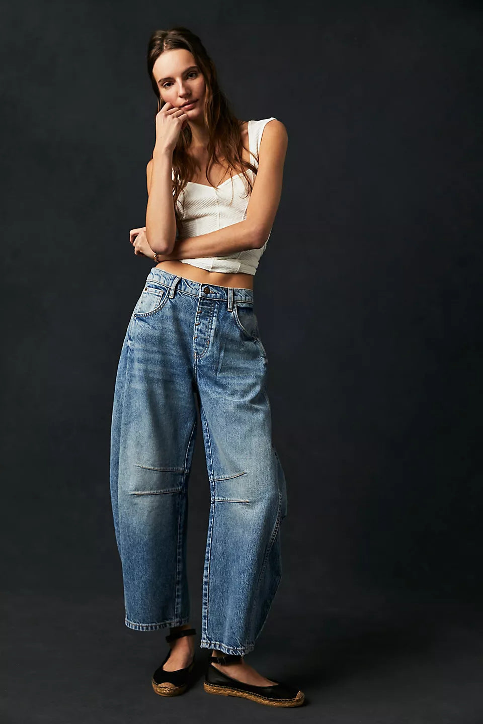 High Stretch Wide Leg Barrel Jeans