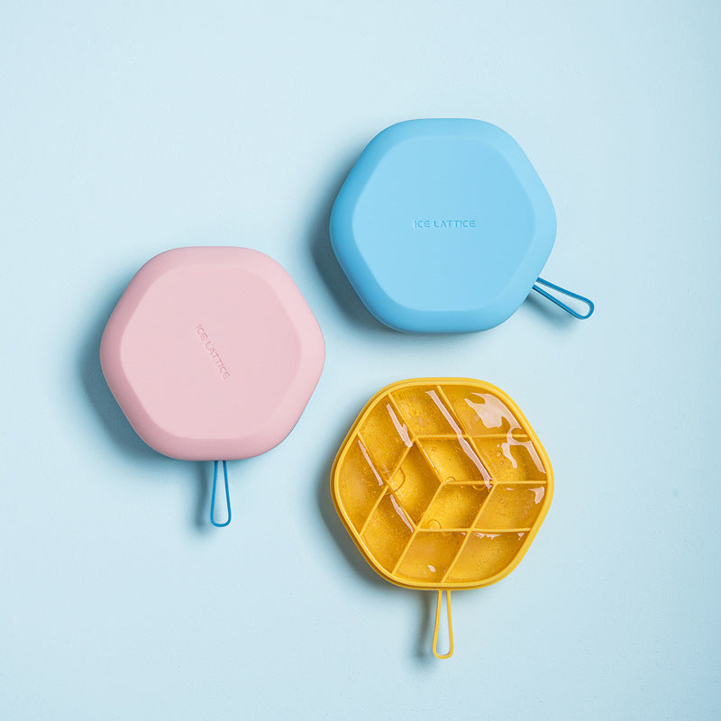 Sechseckige Eisform und Aufbewahrungsbox aus Silikon