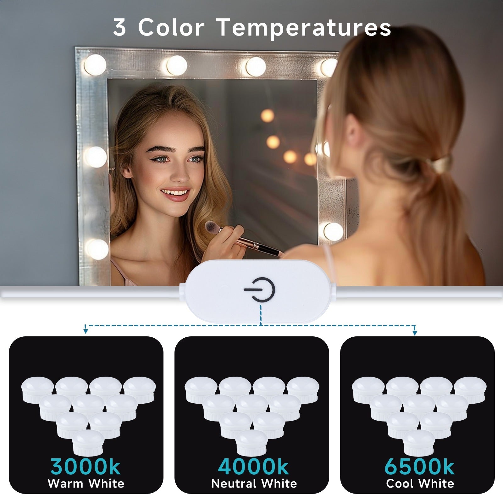 LED-Schminkspiegel mit verstellbarem Ringlicht