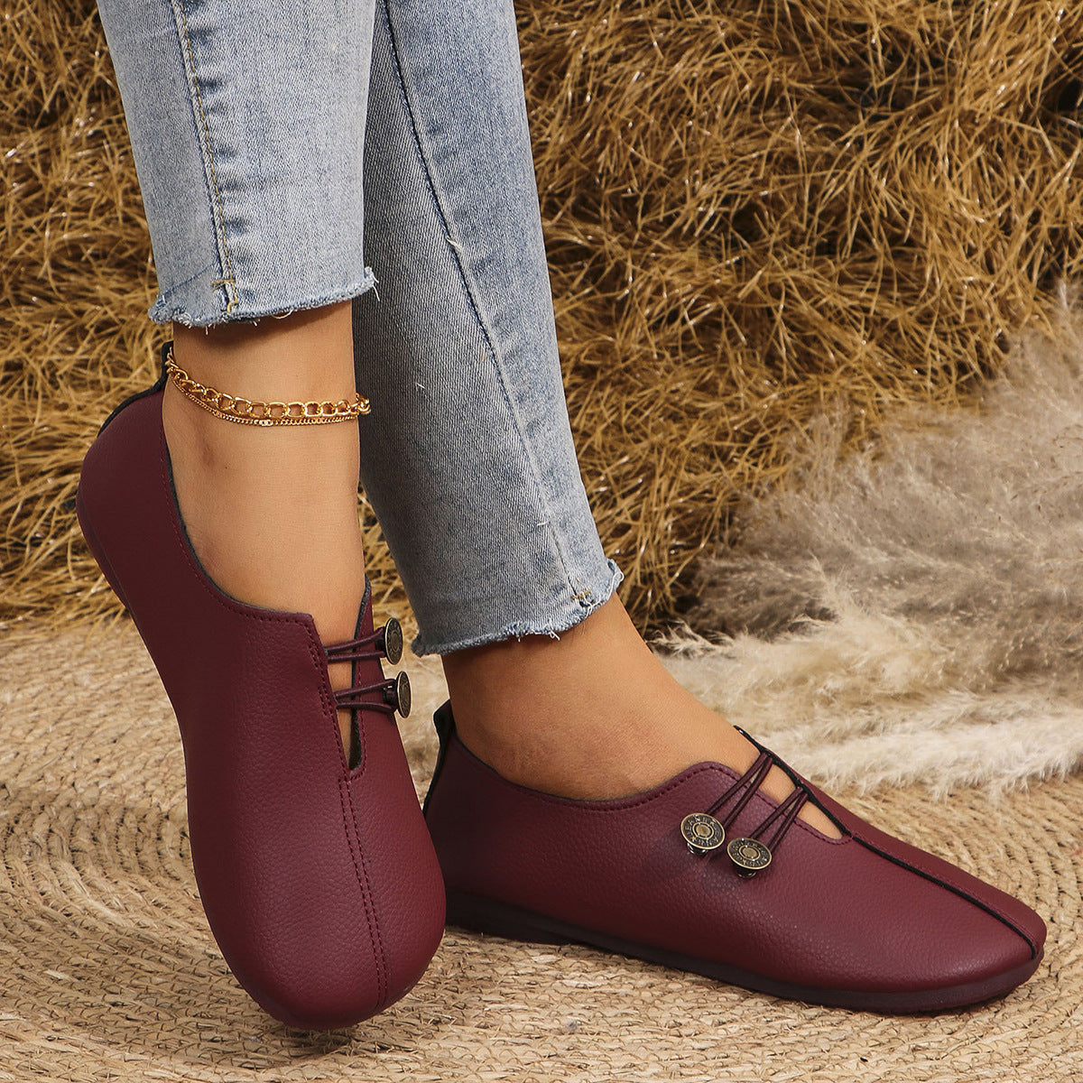 Women’s Square Toe Slip-On Flat Sandals