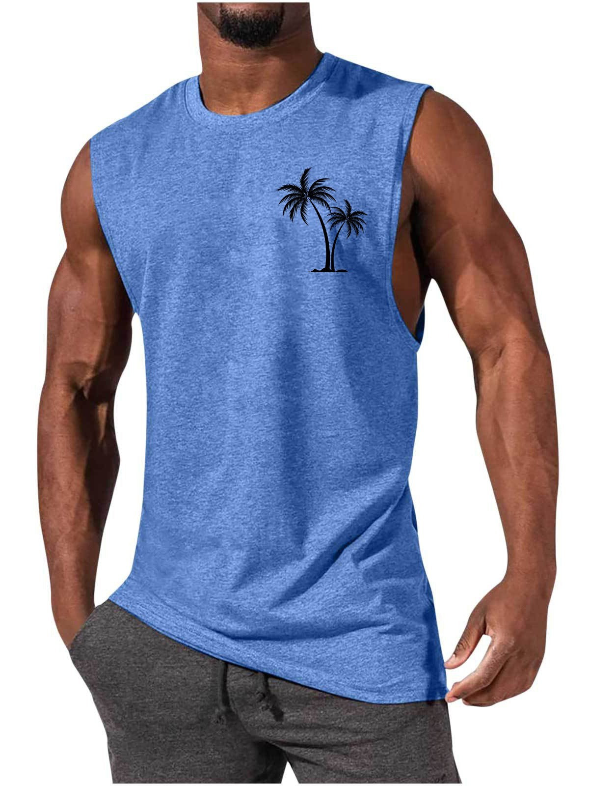 Men’s Coconut Tree Embroidery Tank Top