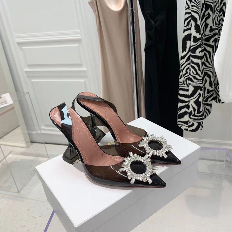 Transparente Sandalen aus PVC mit spitzer Zehenpartie und Schleife