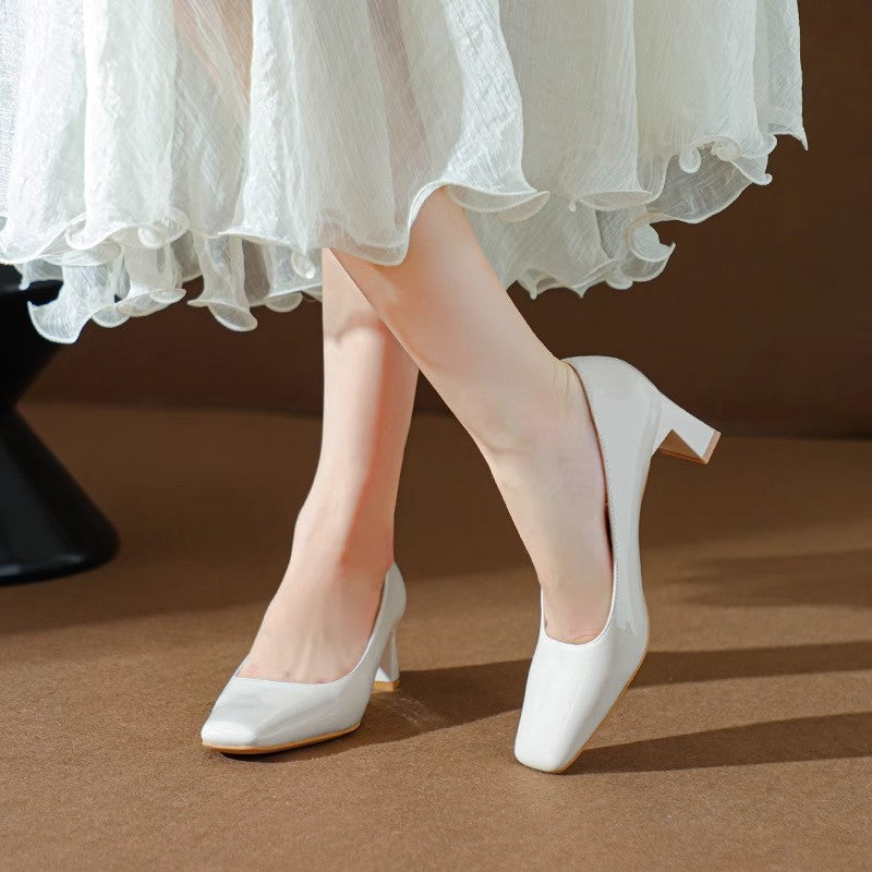 Classic Patent Leather Square Toe Heels