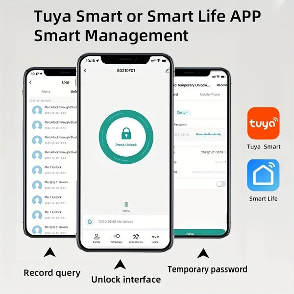 Tuya Smartes Türschloss mit App & Schlüssel