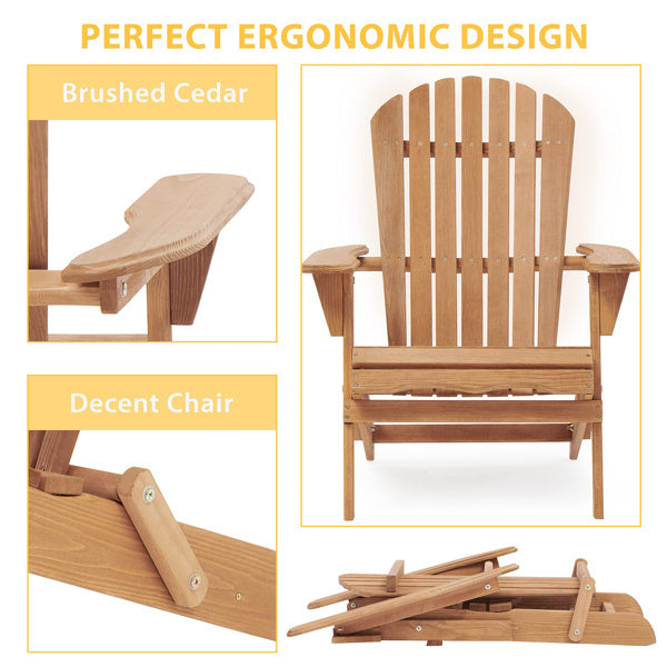 Wooden Folding Outdoor Beach Chair Set