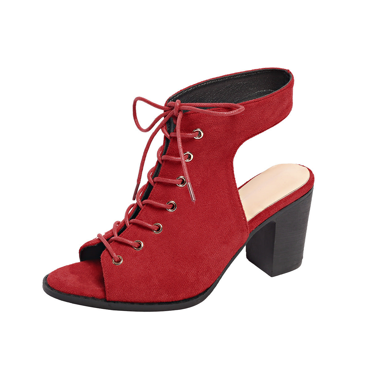 Lace-Up Chunky Heel Summer Sandals