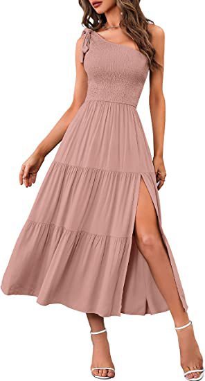 One-Shoulder Pleated Summer Dress