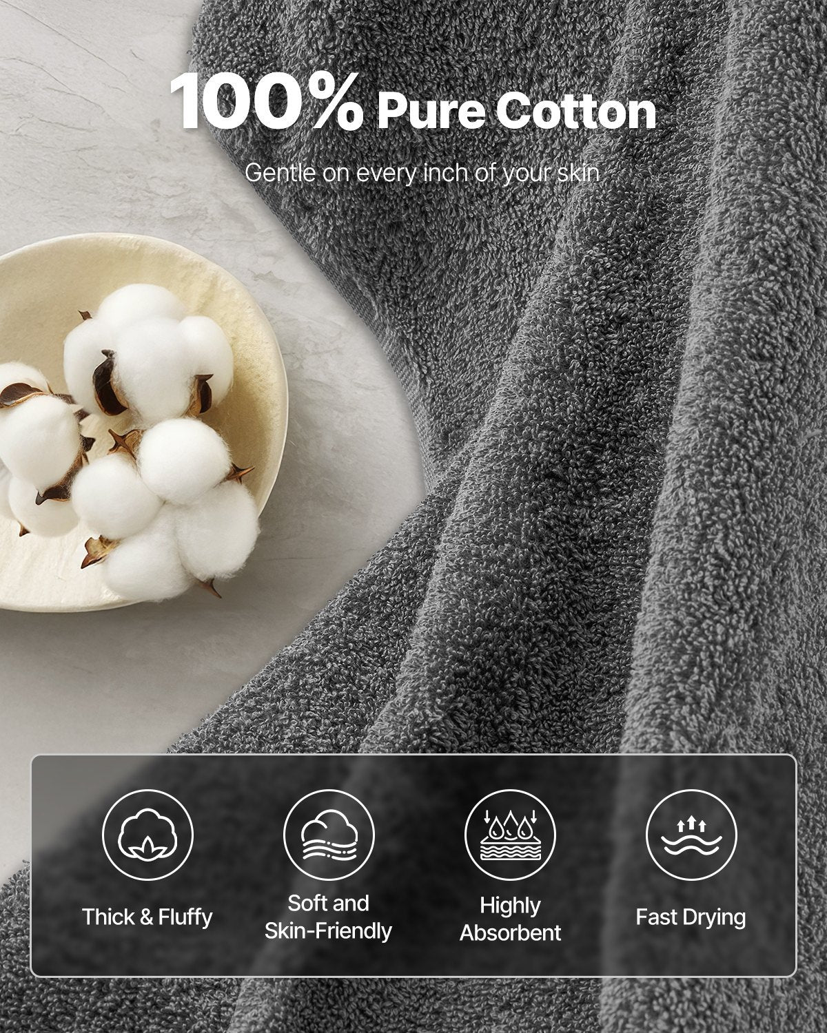 6-teiliges Handtuchset aus 600 g/m² Baumwolle