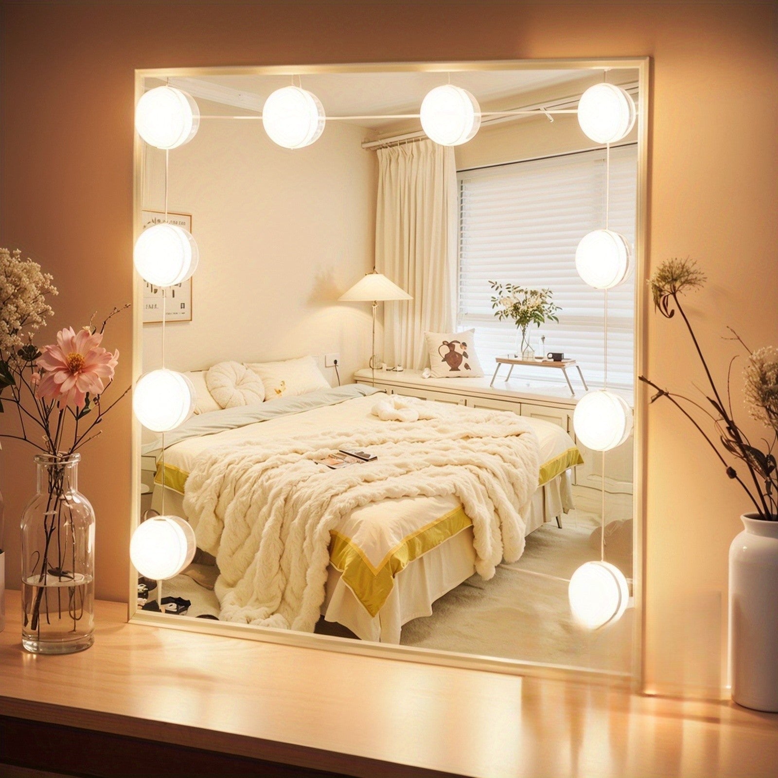 LED Makeup Mirror with Adjustable Ring Light