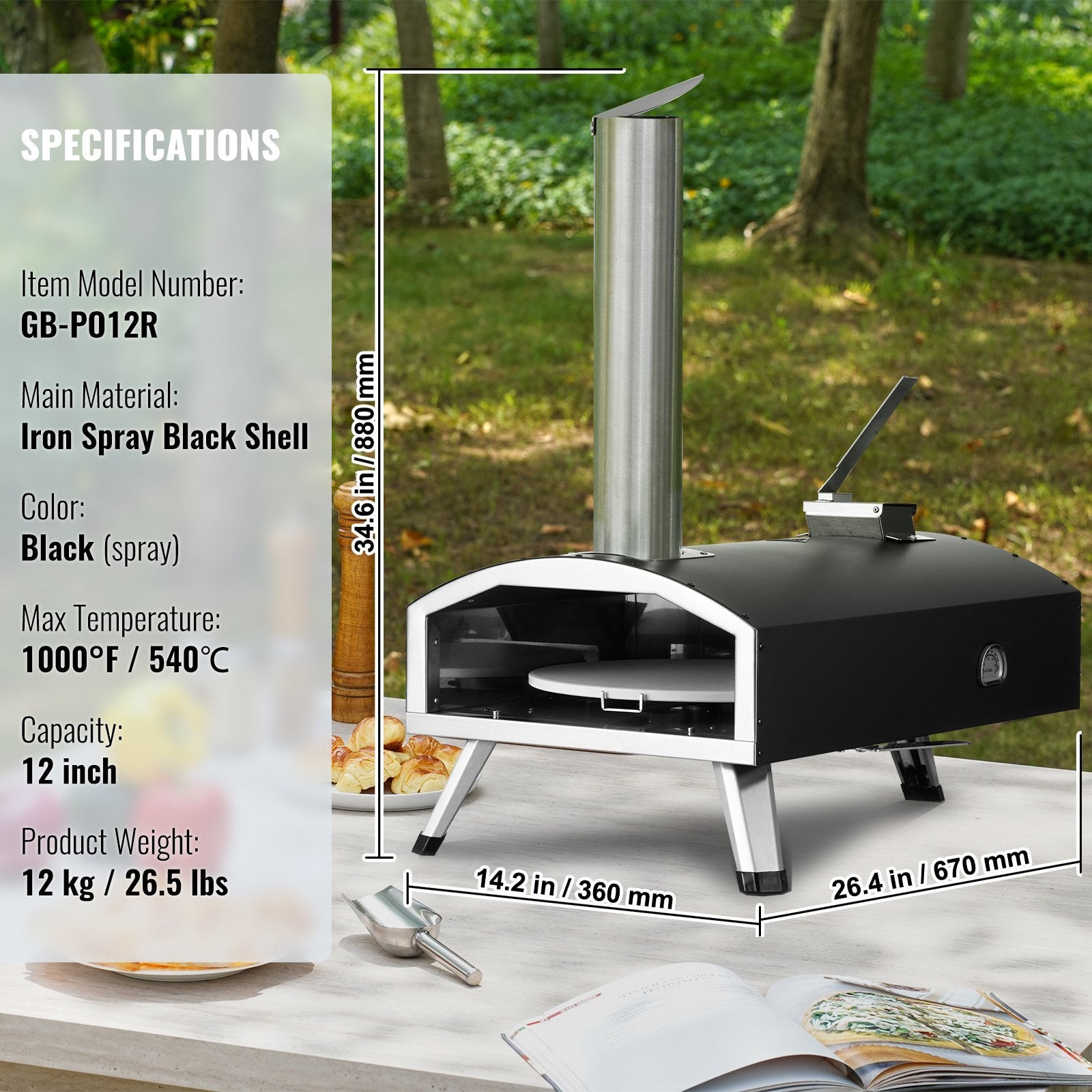 VEVOR 12 Tragbarer Outdoor-Pizzaofen