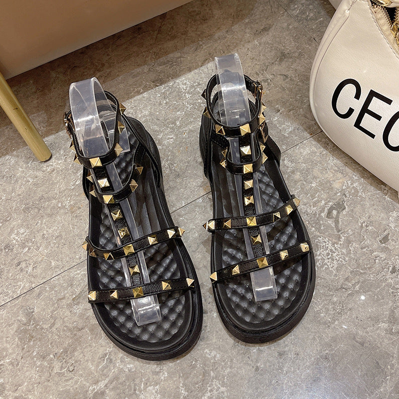 Fairy Style Rivet Roman Flat Sandals