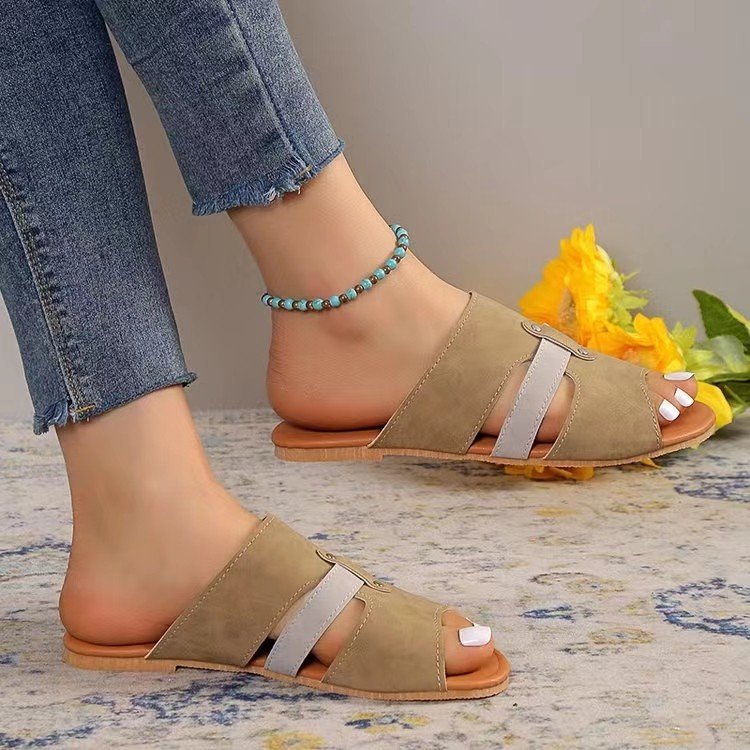 Belted Fish Mouth Flat Sandals Women