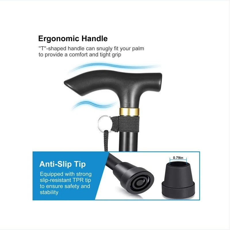 Schwarzer tragbarer Gehstock zur Mobilitätshilfe