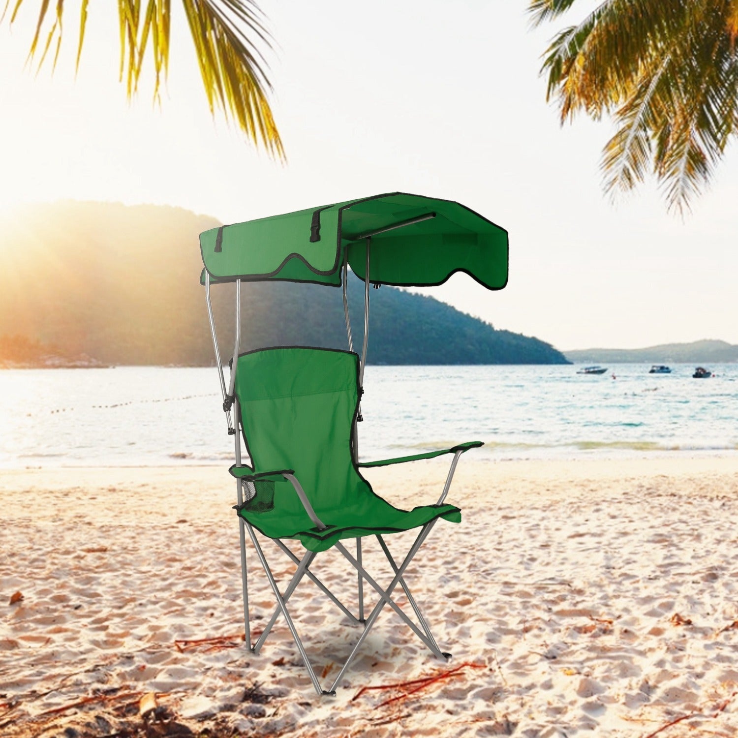 8 Campingstuhl mit Sonnenschirm – 150 kg Tragkraft