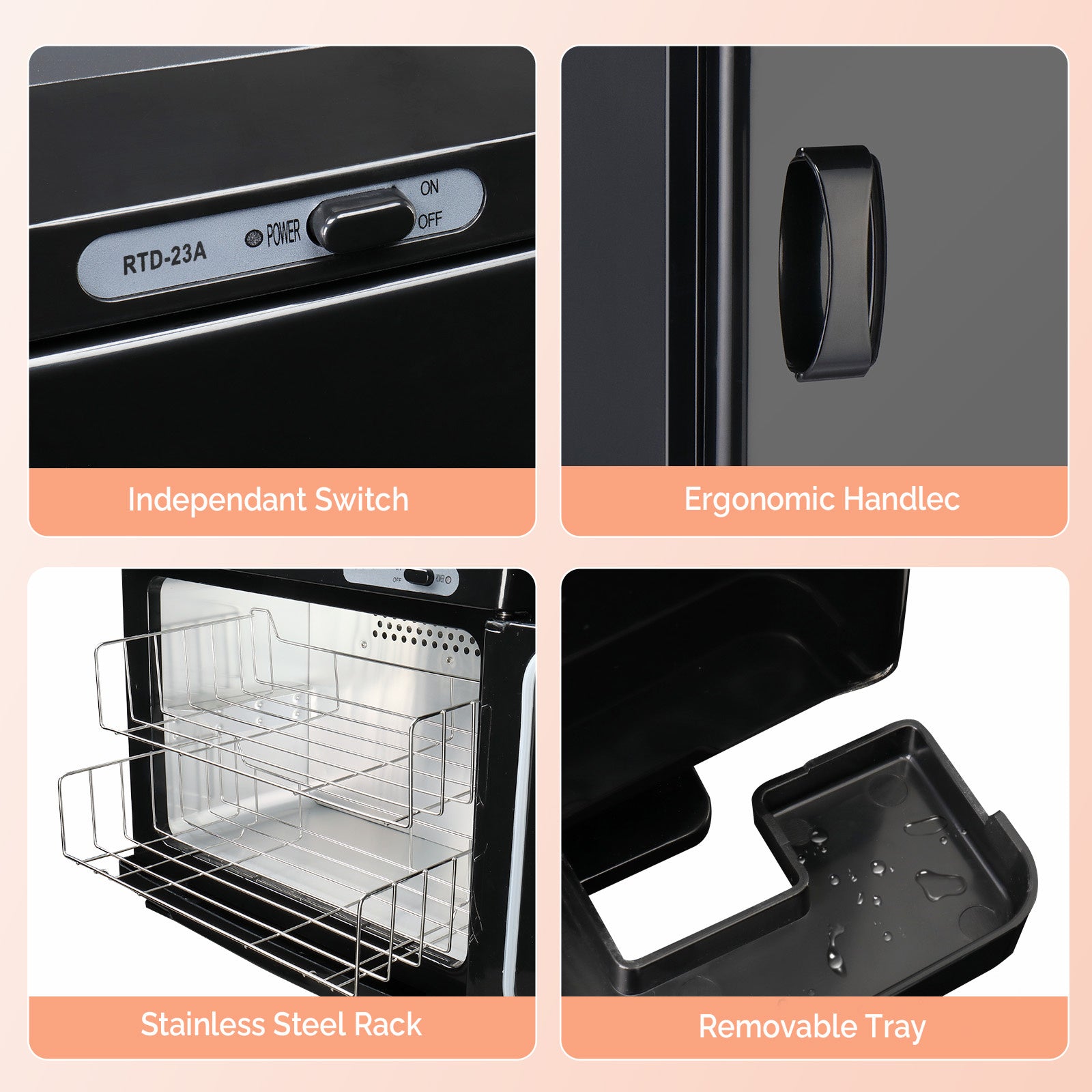 110 V 23 l Handtuchsterilisator, schwarzes ABS