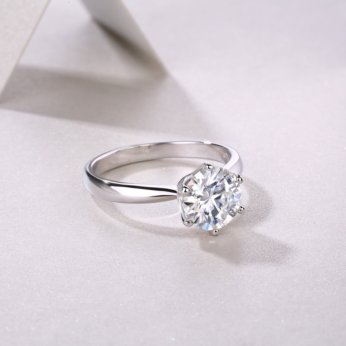Classic Six-Prong Moissanite Silver Rings
