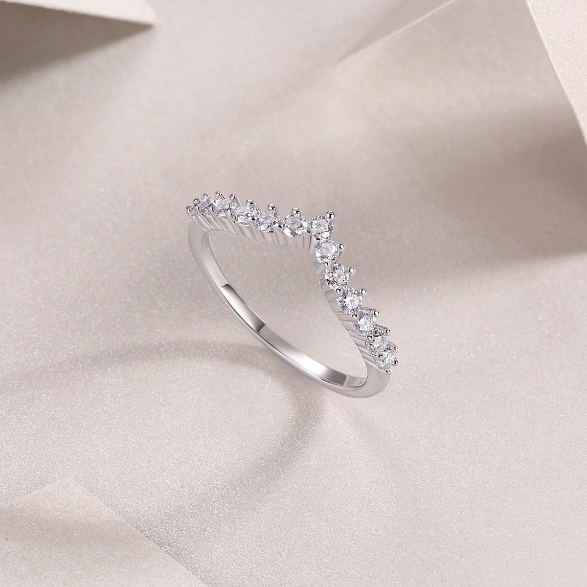 Crown Moissanite Silver Diamond Ring