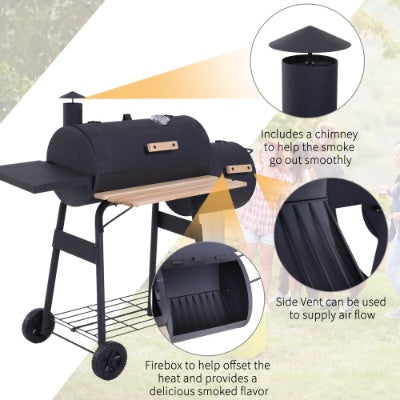 Outsunny 48" Charcoal Grill & Smoker Combo