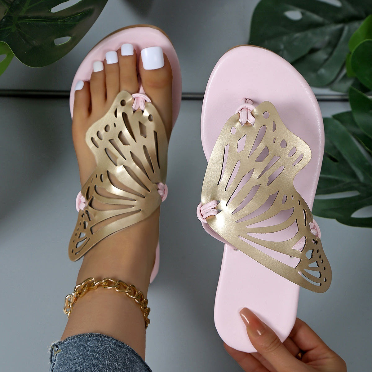 Butterfly Hollow Flip-Flop Sandals